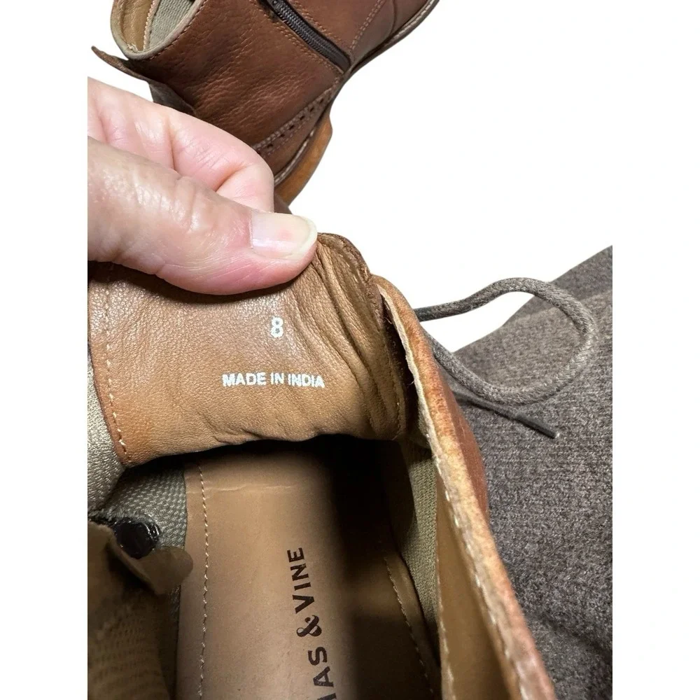 Thomas &‎ Vine Z64108* Mens Brown Leather Malcom Cap Toe Ankle Boot Size 8 M